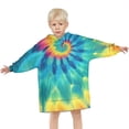 thumbnail image 3 of Colorful Rainbow Tie Dye Spiral Pattern Blanket Hoodies for Kids 6-13YR Oversize Wearable Blanket Hoodies for Boys Girls Teens, 3 of 7
