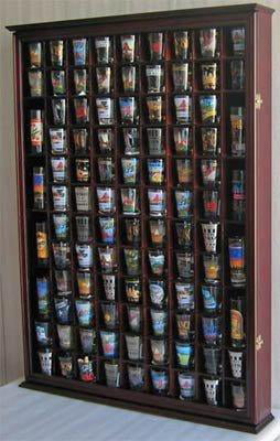 Shadow Box SC03-CHE 41 Shot Glass Display Case Rack Holder Wall Cabinet 