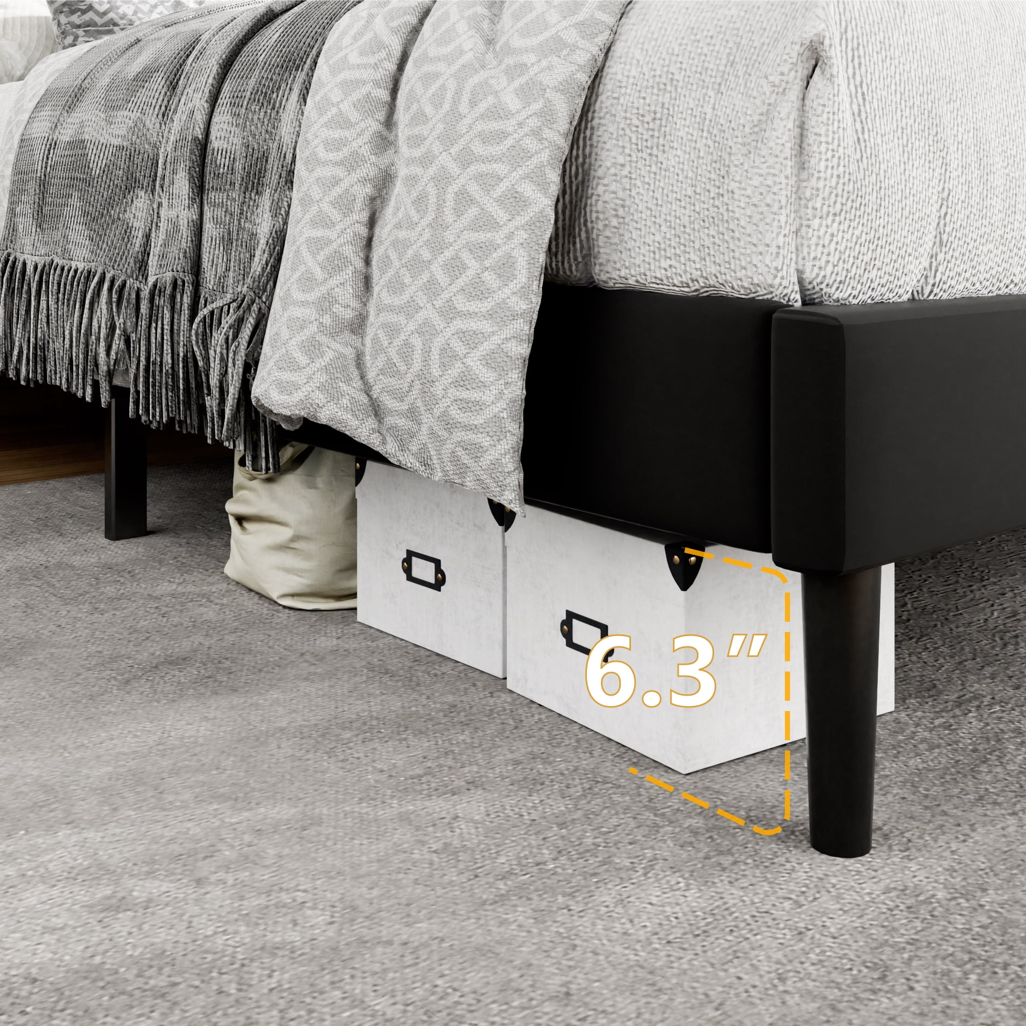 Unizone Full Size Bed Frame with Velvet Upholstered Headboard, Button Tufted Design,Wood Slats Support, No Box Spring Needed, Noise Free, Easy Assembly, Black