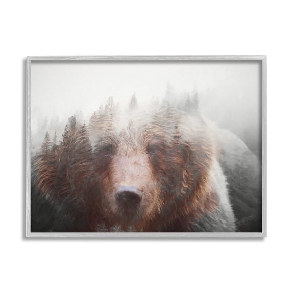 Stupell Industries Abstract Wildlife Brown Bear Foggy Weather Forest, 30 x 24, Design by Daniel Sproul