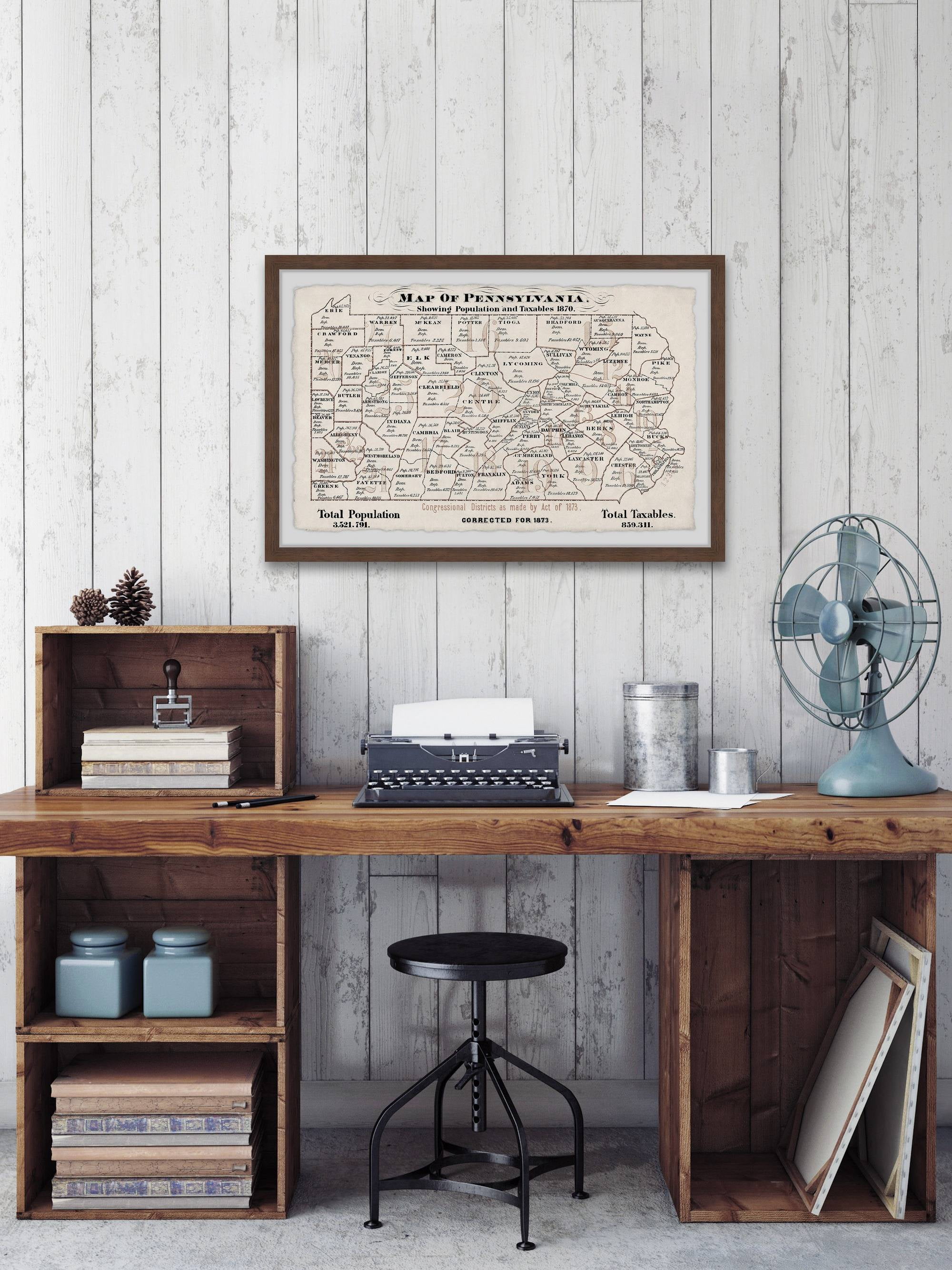Marmont Hill Pennsylvania Outline Framed Wall Art, 12" x 18"