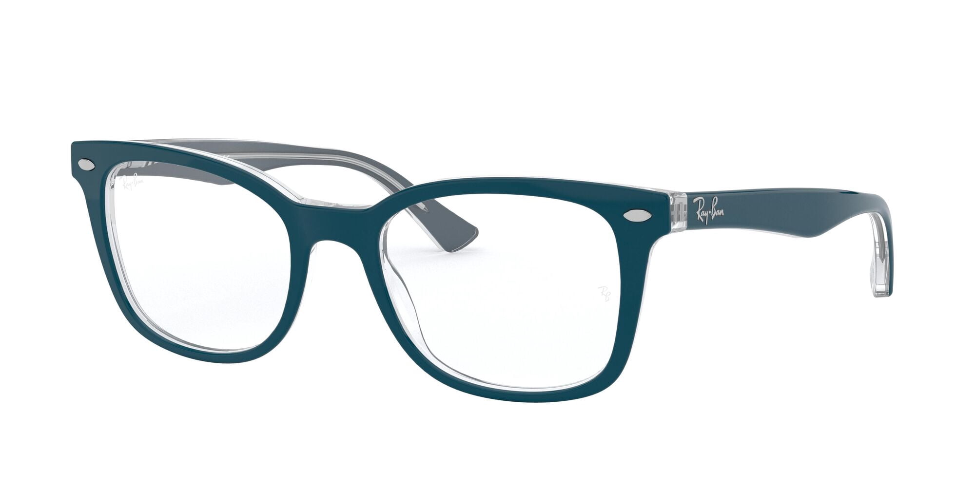Ray-Ban RB5285 Optics Glasses, Prescription Eyeglasses with Case, Demo Lens/Turquoise On Transparent, Size 53