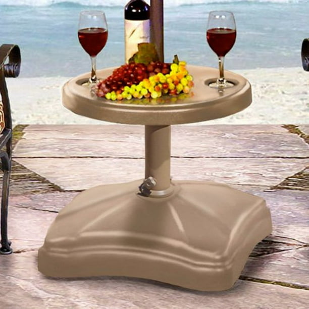 Shademobile Rolling Umbrella Stand and Accessory Table, Sand Walmart