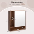 thumbnail image 3 of Costway Bathroom Wall Cabinet with Mirror, Single Door, 3 Open Shelves & Adjustable Shelf Walnut, 3 of 10