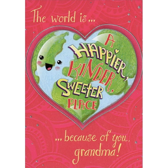 Designer Greetings Heart Shaped Earth Juvenile Grandparent's Day Card for Grandma