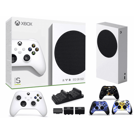 2023 Newest Microsoft Xbox Series S 512GB SSD All-Digital Console, 10GB GDDR6 RAM, 1440p Gaming, 4K Streaming, 3D Spatial Sound, WiFi + Controller Fast Charging Dock + 3pcs-Marxsol Controller Skins