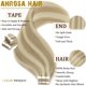 thumbnail image 2 of Extensiones de cabello Anrosa Tape en cabello humano real de 45 cm, 2 of 6