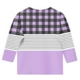 thumbnail image 5 of Girls 3/4 Sleeve Basic T-shirts Fashion Plaid Striped Tshirts Casual Fall Spring Polyester Cotton Tops 3-14 Years (3T, Purple), 5 of 5