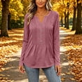 thumbnail image 3 of SETOOFF Womens V Neck Henley Pleated Pullover Long Sleeve Shirts Loose Fit Lightweight Tunic Blouses for Women Dressy Casual Work Business Casual Dailywear Fashion, 3 of 7