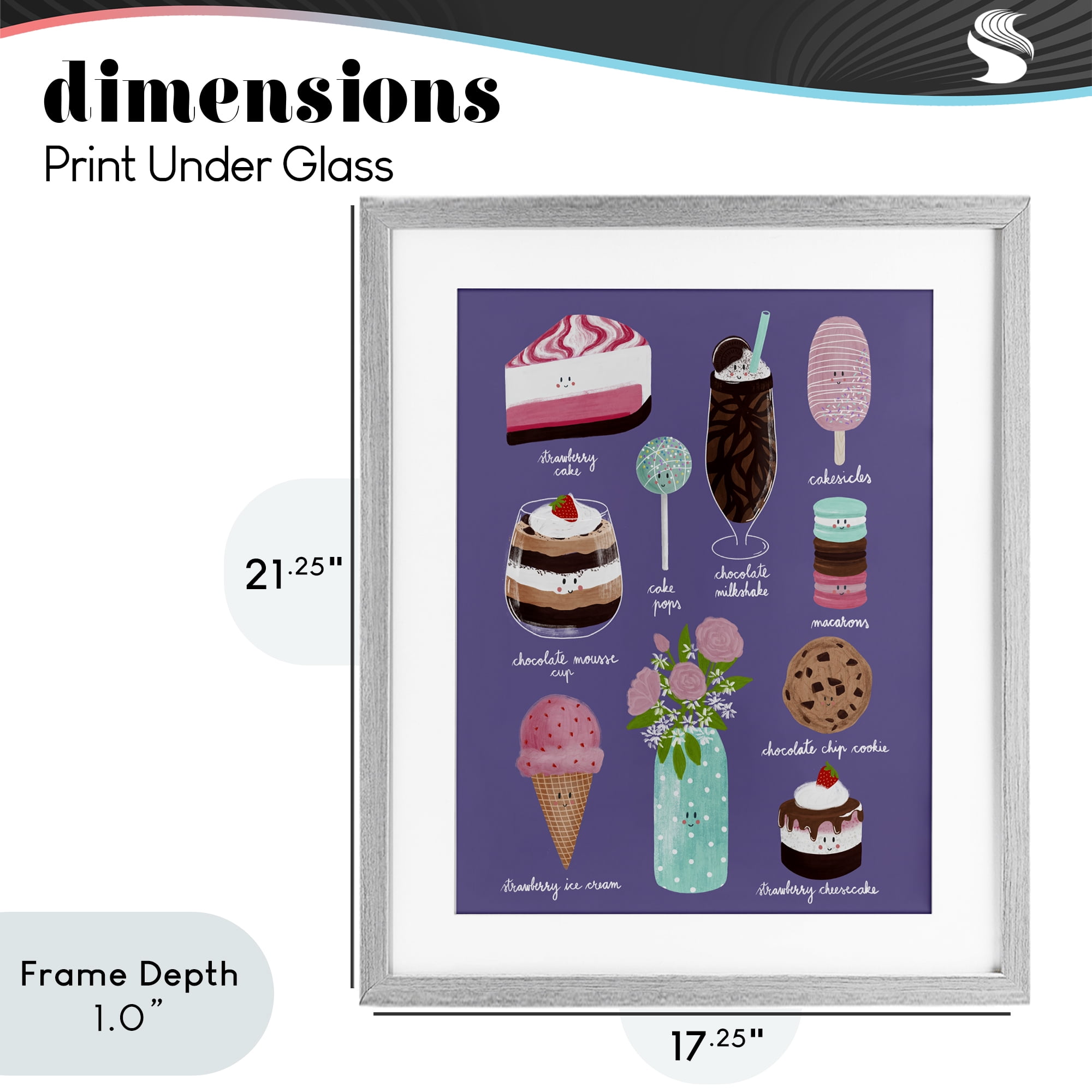 Stupell Industries Decadent Desserts & Flowers Gray Framed Print Under Glass, design by Metka Hiti