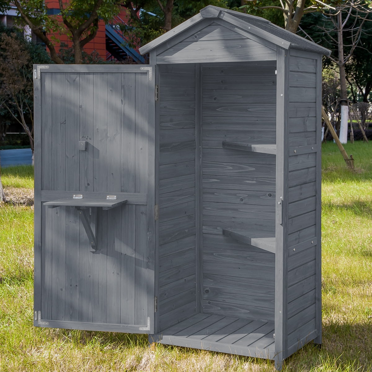 Outdoor Storage Cabinet Wood & Metal Garden Tool Shed Waterproof Sturd –  shopGDLF