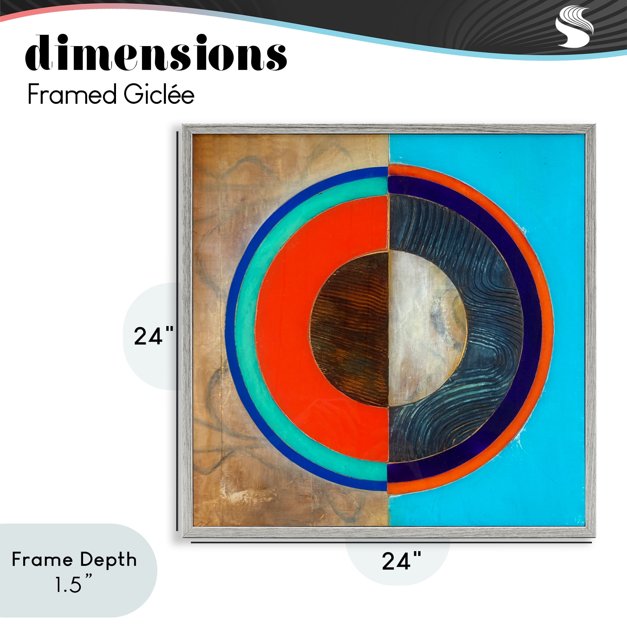 Stupell Industries Red Arc Summer Circle Gray Framed Giclee Art, design by Matthew Finger
