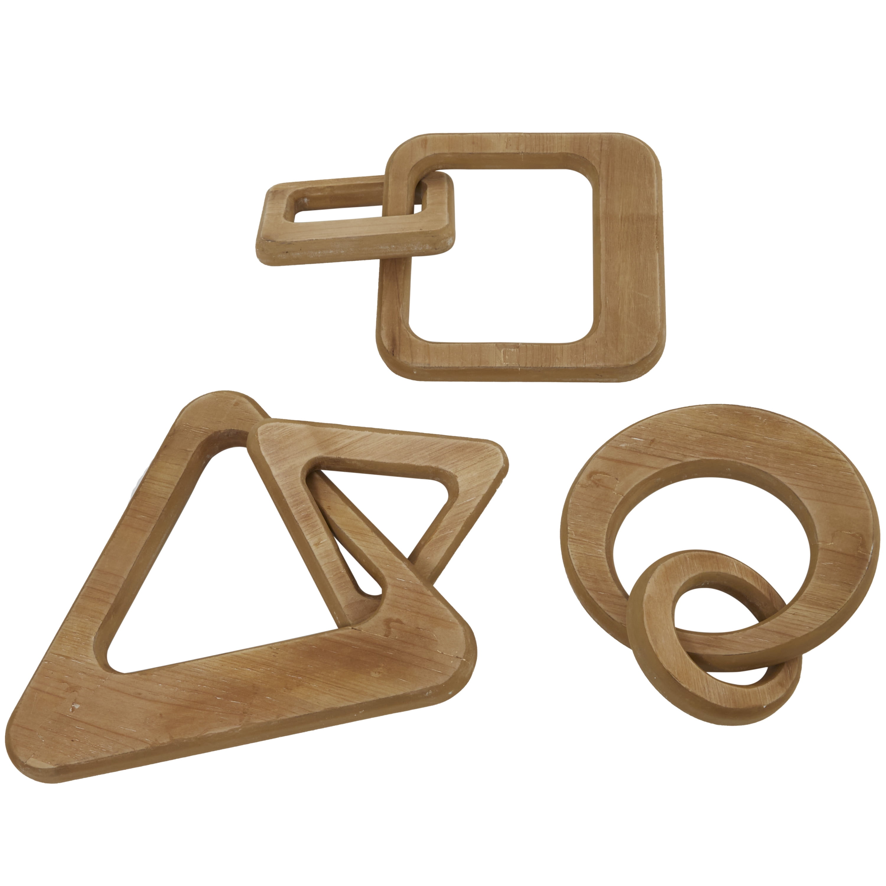 10", 13", 11"W Brown Wood Chain Sculpture, by CosmoLiving by Cosmopolitan (3 Count)