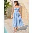 thumbnail image 4 of Vestido KUTUMAI de encaje de verano con cuello cuadrado, midi, azul y bolsillos, 4 of 5