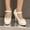 #094-Beige, variant on High Heels for Women – Color Block Design with Bowknot Decorations, Thick Heel & Single Strap Gothic Princess Style Fashion Shoes