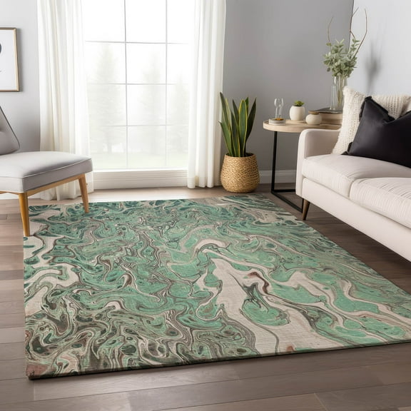 Addison Rugs Mayfield Washable Contemporary Abstract Mint Rectangle Rug, 10' x 14'