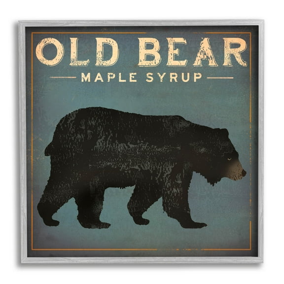 Stupell Industries Vintage Bear Maple Syrup Graphic Art Gray Framed Art Print Wall Art, Design by Ryan Fowler