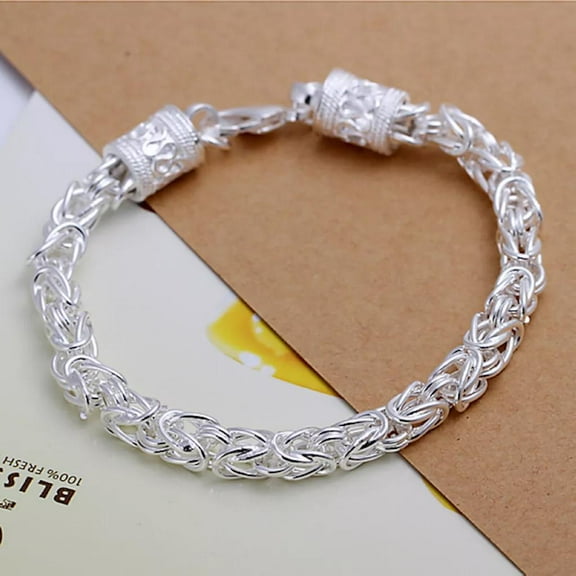 Women's Unisex Sterling Silver Link Chain 8 Inches Lobster Bracelet L59
