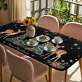 thumbnail image 3 of Christmas Deer Table Cloths for 6 Foot Rectangle Tables, Winter Xmas Snowflakes Bow Tree Black Patio Waterproof Elastic Fitted Tablecloths, Washable Rectangular Table Cover for Camping, 3 of 8