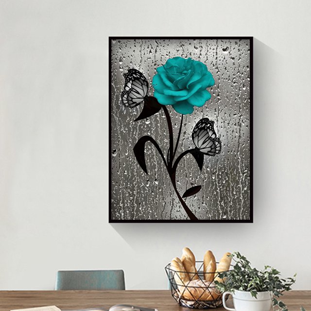Cuadros Decorativos Kit de pintura de diamantes 5D, mariposa rosa, taladro cuadrado completo, arte DIY (40x50CM) Tmvgtek embutido en tela