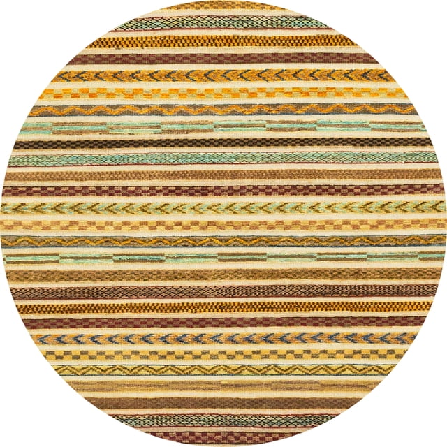 Ahgly Company Tapis d'Intérieur Rond Abstrait Chromé Or Zone Abstraite Jaune, 5' Rond
