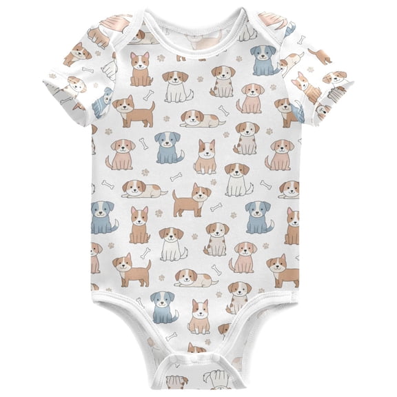joogoo Cute Puppy Dog Pattern Baby Bodysuits Short Sleeve Cotton Onesies Clothes 6Months