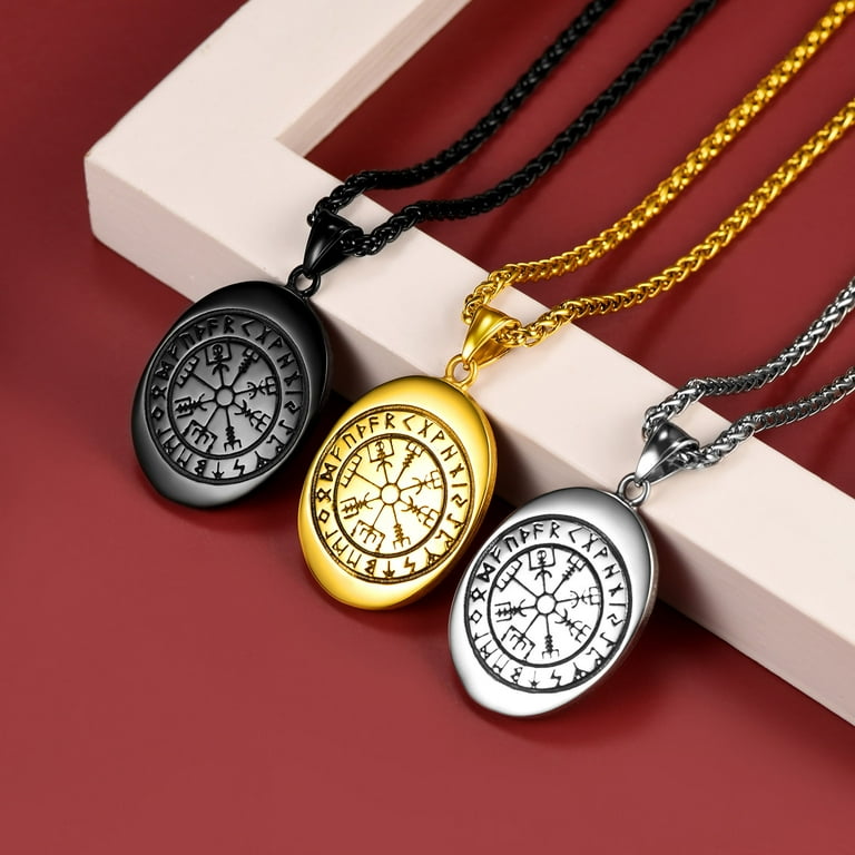 Mens working store compass necklace