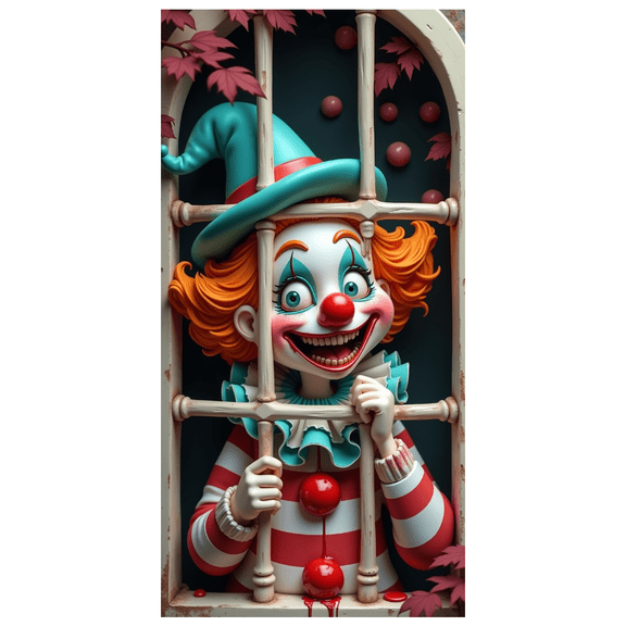 Creepy Clown Halloween Costume Red Hair for Scary Party Night Decoration