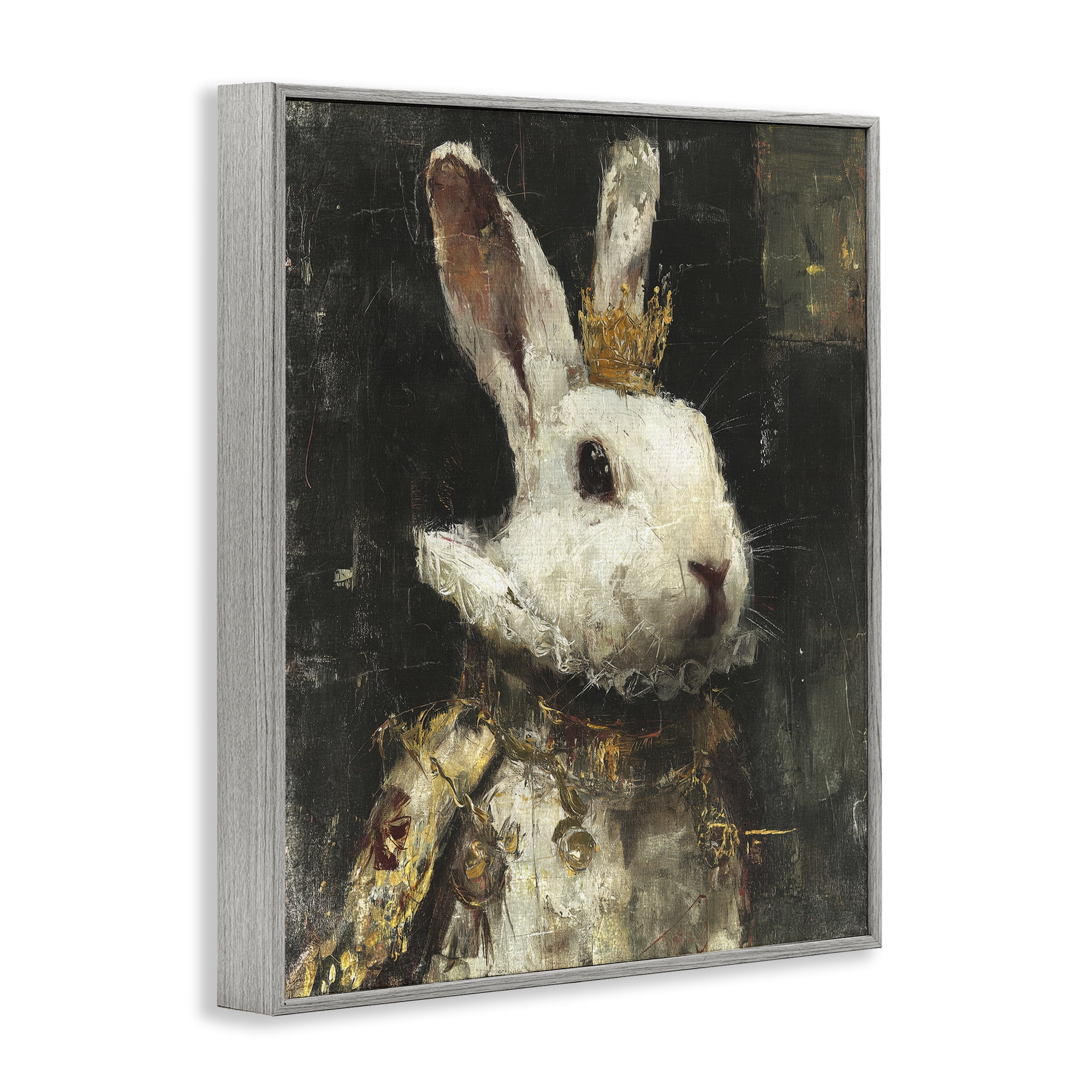 Stupell Industries Regal Hare Portrait Gray Framed Giclee Art, design by Svetlana Aleynikova