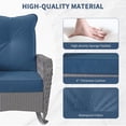 thumbnail image 6 of POTEBAN 3-Piece Outdoor Rocking Chairs, Wicker Patio Furniture with Thickened Cushions and Table for Porch (Blue), 6 of 9
