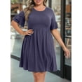 thumbnail image 3 of Cueply Women's Plus Size Dress Casual Summer Short Sleeve Crew Neck Loose Midi Dresses T-Shirt Swing Dress, 3 of 5
