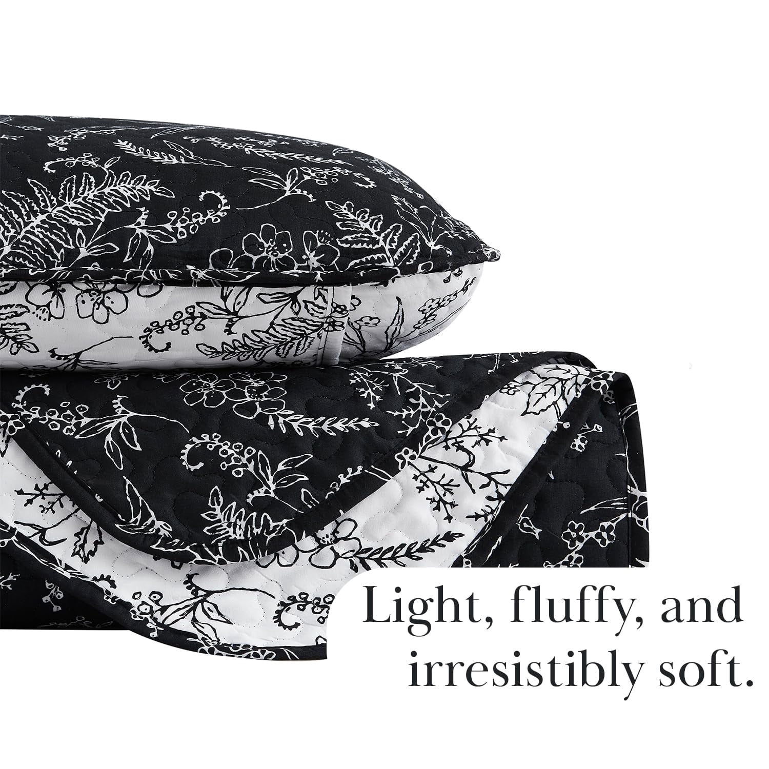 Elegant and Chic Lightweight Reversible Winter Brush Floral Patterned Quilt Set by Southshore Fine Linens