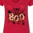 thumbnail image 4 of Inktastic Halloween Boo with Spiders in Web Women's V-Neck T-Shirt, 4 of 5
