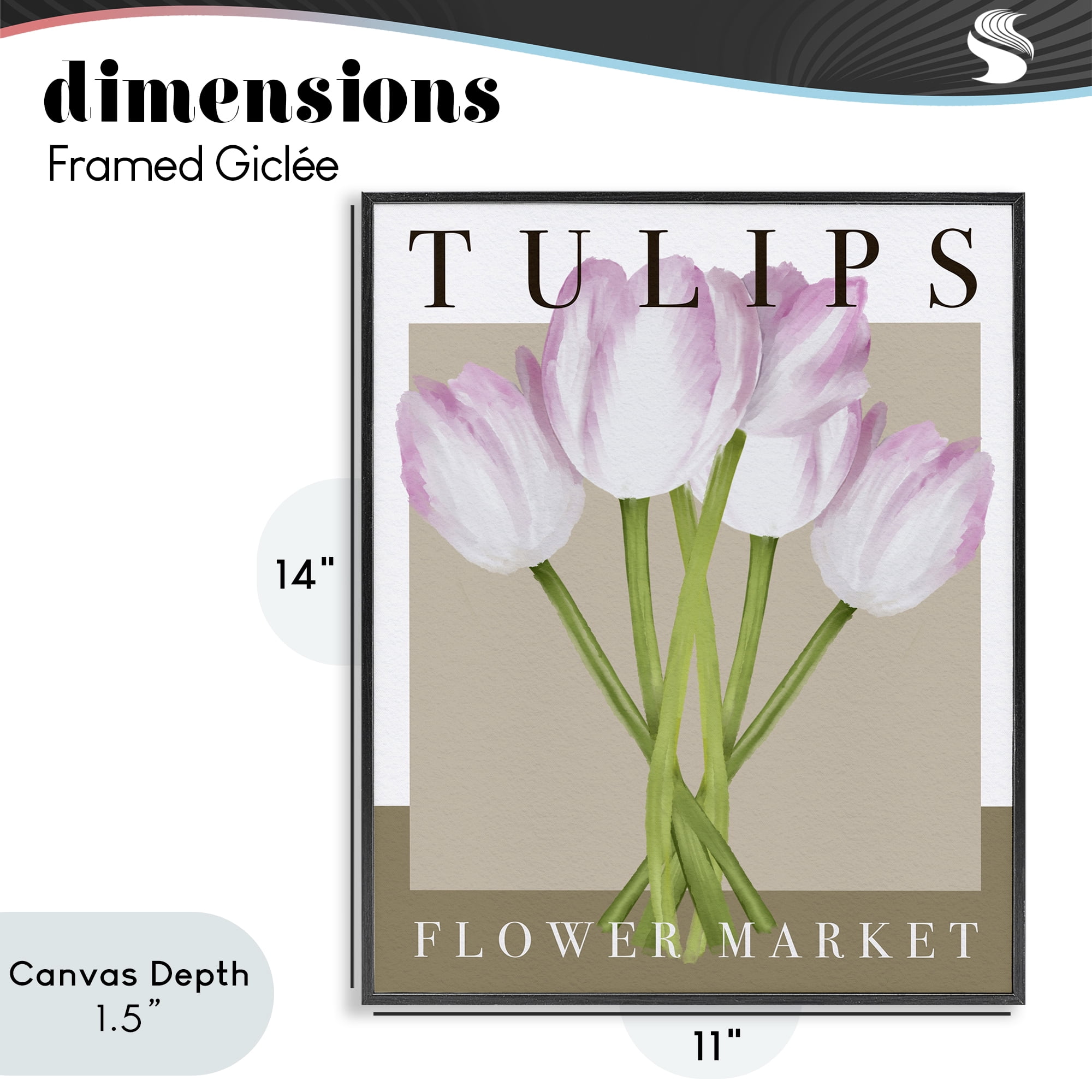 Stupell Industries Tulips Flower Market Black Framed Giclee Art, design by Jennifer Stith