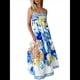 thumbnail image 1 of Vestido Bohemio Floral Y2K Sin Mangas para Mujer, Estampado con Tirantes Finos, Corte en A, para Vacaciones y Playa. Azul M, 1 of 10