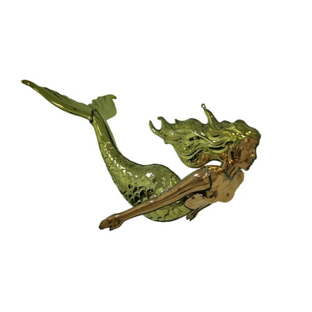 Acrylic Copper Sculpture - Polished Brass and Copper 3D Hanging Mermaid Sculpture