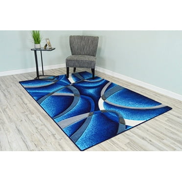 Planet Rugs Premium 3D Thick Abstract Indoor Area Rug 2305 Ocean Blue 6 ...