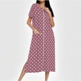 thumbnail image 7 of Women's Plus Size Long Robe Short Sleeve Zip-Front Bathrobes Sleepshirts Robes Full Length Housecoat with Pockets, 7 of 7