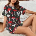 thumbnail image 5 of Yiaed Red Mushrooms Print Short Sleeve Pajama Sets for Women Casual Crew Neck 2 Piece Lounge Sets Women's Short-Sleeved Pajama-Large, 5 of 5