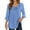 Blue, variant on MIXUE Boho Tops For Women Summer Solid Color Round Neck Ruffles Long Sleeve Casual Basic Pullover Shirts For Women Tee Shirts Daily-Wear,Green,XXL
