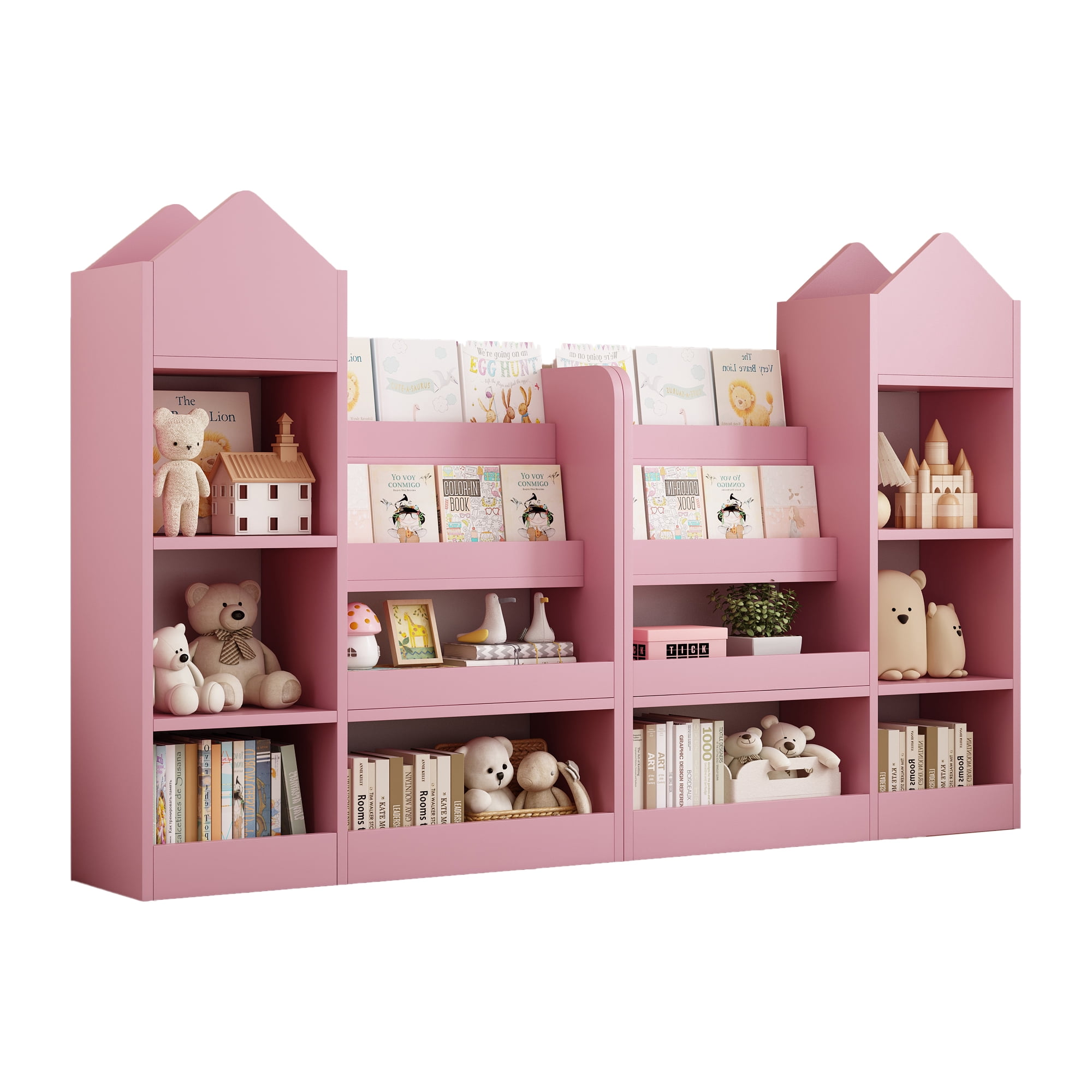 Aukfa Kids Bookshelf and Toy Storage,Wood Storage Organizer for Playroom Bedroom,Yellow