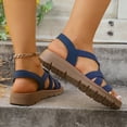 thumbnail image 5 of Rokment Women's Platform Wedge Strappy Fisherman Sandals Comfortable Elastic Orthopedic Low Arch Support Slip on Walking Summer Shoes for Vacation Travel Blue Size 8.5, 5 of 7