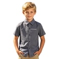 thumbnail image 4 of Fozruso Boys Striped Pattern Short Sleeve Dress Shirt Button Front School Uniform Shirts for Toddler and Kids, 4 of 7