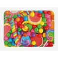 thumbnail image 1 of Colorful Bath Mat, Assorted Jelly Candies Gum Balls and Lollipops Illustration Backdrop Art Print, Plush Bathroom Decor Mat with Non Slip Backing, 29.5" X 17.5", Multicolor, by Ambesonne, 1 of 2