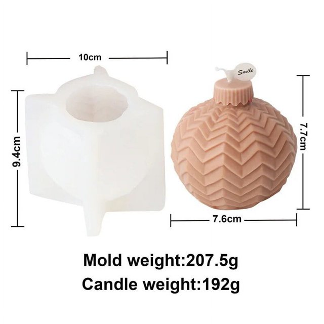 DIY Navidad esfera geométrica vela molde de silicona raya espiral patrón de onda esférico pastel chocolate silicona molde resina molde