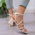 thumbnail image 5 of Summer Saving Clearance! Tuobarr Womens Dress Heels Women's High Heels Comfortable Slippers Thick Heels Square Toe Casual Sandals Beige US Size 8.5, 5 of 5