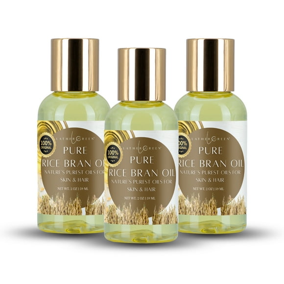 100% Pure Rice Bran Oil – Cold Pressed, Hydrating Oil for Skin & Hair | 3 packs by LatherGreen