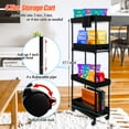 thumbnail image 7 of 2 Pack Under Sink Organizers and Storage,2 Tier Pull Out Cabinet Organizer with Wheels,4 Tier Multi-Functional Rolling Storage Cart with Retractable Tubes for Bathroom,Kitchen,Laundry Room,Black, 7 of 7