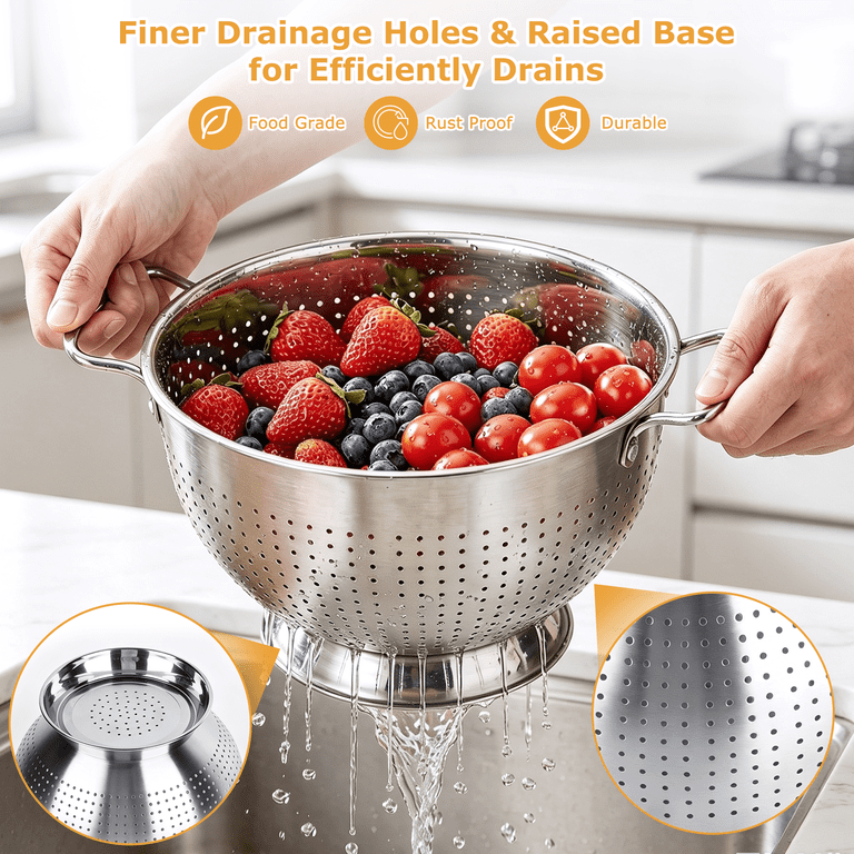 TAIMASI 3-Piece Stainless Steel Colander Set photo 4
