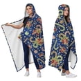 thumbnail image 2 of Wearable Blanket,Blue Christmas Candy Cane Pattern Hooded Wearable Flannel Blanket for Adults & Teens,Winter Poncho Shawl Wrap Cape Cozy Anti-Pill,50"x60", 2 of 5